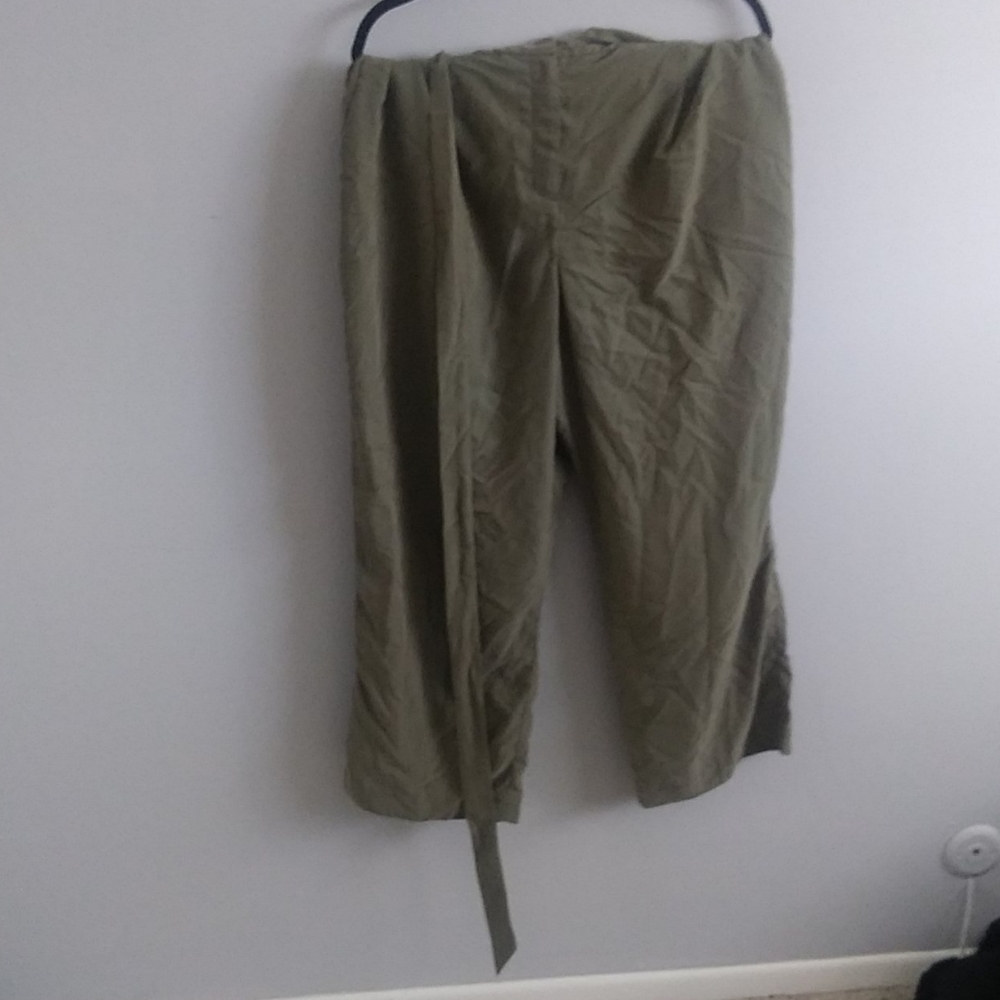 Olive green wide leg pants